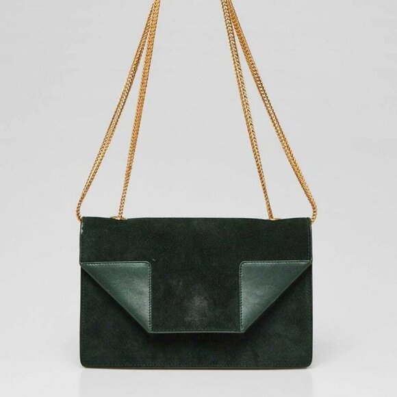 Yves Saint Laurent Green Suede Small Betty Flap Bag - Picture 1 of 12